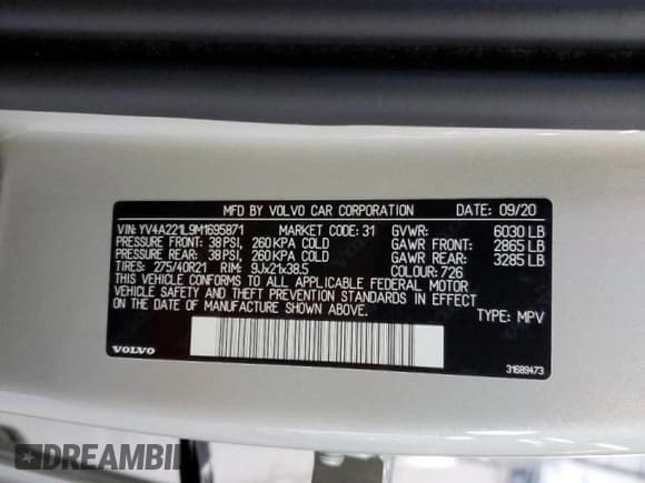 ✅ 2021 Volvo XC90 Inscription • VIN: YV4A221L9M1695871 • Lot: 71919825. Wystawiony na Copart z przebiegiem 26 218 mil. Bezpłatny archiwum sprzedaży aukcyjnych z USA i szczegółowy raport historii pojazdu na DreamBid. Zdjęcie 14.