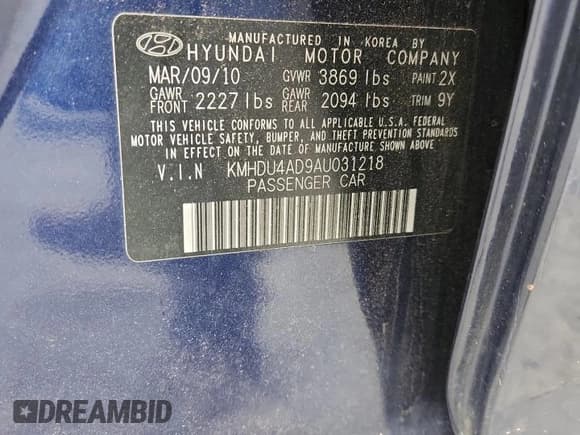 ✅ 2010 Hyundai Elantra GLS • VIN: KMHDU4AD9AU031218 • Лот: 85120435. Опубликован ранее на Copart с пробегом 153 173 миль. Бесплатный доступ к архиву аукционных продаж из США и подробный отчёт об истории автомобиля на DreamBid. Изображение 13.