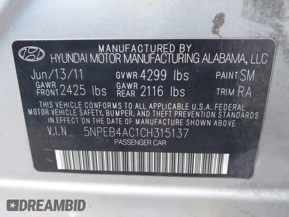 ✅ 2012 Hyundai Sonata GLS • VIN: 5NPEB4AC1CH315137 • Лот: 43674531. Опубликован ранее на IAAI с пробегом 265 191 миль. Бесплатный доступ к архиву аукционных продаж из США и подробный отчёт об истории автомобиля на DreamBid. Изображение 9.