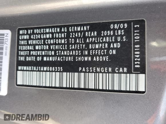 ✅ 2010 Volkswagen Golf • VIN: WVWAB7AJ1AW086335 • Лот: 62469565. Опубликован ранее на Copart с пробегом 87 987 миль. Бесплатный доступ к архиву аукционных продаж из США и подробный отчёт об истории автомобиля на DreamBid. Изображение 12.