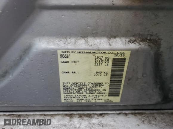 ✅ 2017 Nissan Altima SV • VIN: 1N4AL3AP2HC134047 • Lot: 93694635. Listed on Copart with 119,169 mi. Free auction sales archive from the USA and detailed vehicle history report at DreamBid. Image 12.