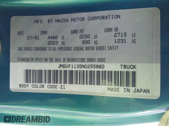 ✅ 1992 Mazda B-Series • VIN: JM2UF1135N0255860 • Lot: 41523346. Wystawiony na IAAI z przebiegiem 195 880 mil. Bezpłatny archiwum sprzedaży aukcyjnych z USA i szczegółowy raport historii pojazdu na DreamBid. Zdjęcie 9.