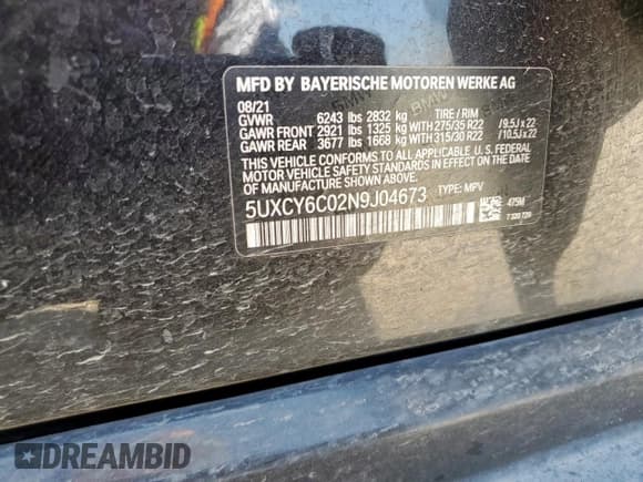 ✅ 2022 BMW X6 xDrive40i • VIN: 5UXCY6C02N9J04673 • Lot: 72035955. Wystawiony na Copart z przebiegiem 75 948 mil. Bezpłatny archiwum sprzedaży aukcyjnych z USA i szczegółowy raport historii pojazdu na DreamBid. Zdjęcie 14.