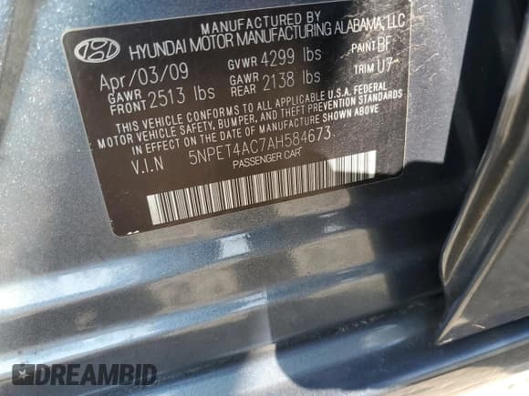 ✅ 2010 Hyundai Sonata GLS • VIN: 5NPET4AC7AH584673 • Лот: 71462764. Опубликован ранее на Copart с пробегом 186 776 миль. Бесплатный доступ к архиву аукционных продаж из США и подробный отчёт об истории автомобиля на DreamBid. Изображение 12.