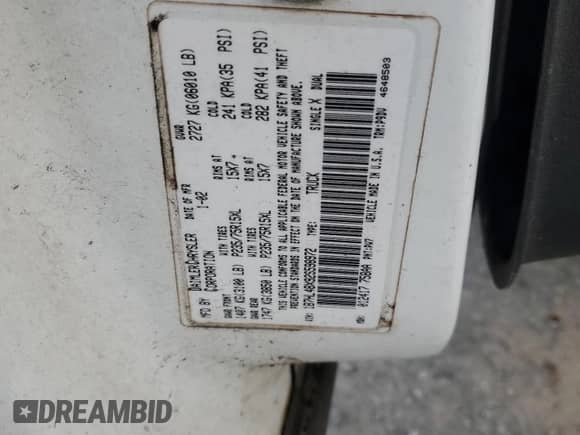 2002 Dodge Dakota SLT with VIN 1B7HL48X92S598972, listed as a Copart auction lot 79393614 with 228,582 mi miles and Salvage title. Bid and sale history available at DreamBid. Image 14.