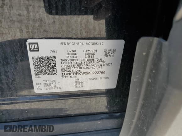 ✅ 2021 Chevrolet Traverse LS • VIN: 1GNERFKW2MJ222790 • Lot: 70707025. Wystawiony na Copart z przebiegiem 110 279 mil. Bezpłatny archiwum sprzedaży aukcyjnych z USA i szczegółowy raport historii pojazdu na DreamBid. Zdjęcie 13.