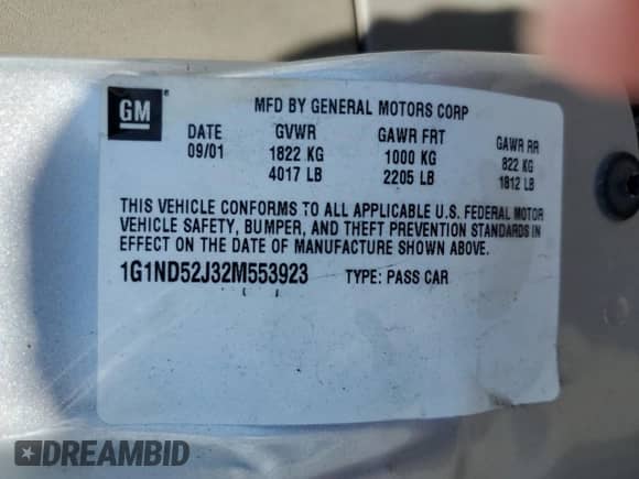 2002 Chevrolet Malibu z VIN 1G1ND52J32M553923, wystawiony jako Copart lot #70380304 z przebiegiem 61 349 mil mil oraz Czysty tytuł • Clean title. Historia ofert i sprzedaży dostępna na DreamBid. Obrazek 12.