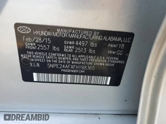 2015 Hyundai Sonata SE with VIN 5NPE24AFXFH198365, listed as a Copart auction lot 90492475 with 116,839 mi miles and Salvage title. Bid and sale history available at DreamBid. Image 12.