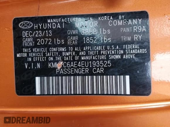 ✅ 2014 Hyundai Veloster Turbo • VIN: KMHTC6AE4EU193525 • Лот: 47676345. Опубликован ранее на Copart с пробегом 170 415 миль. Бесплатный доступ к архиву аукционных продаж из США и подробный отчёт об истории автомобиля на DreamBid. Изображение 13.