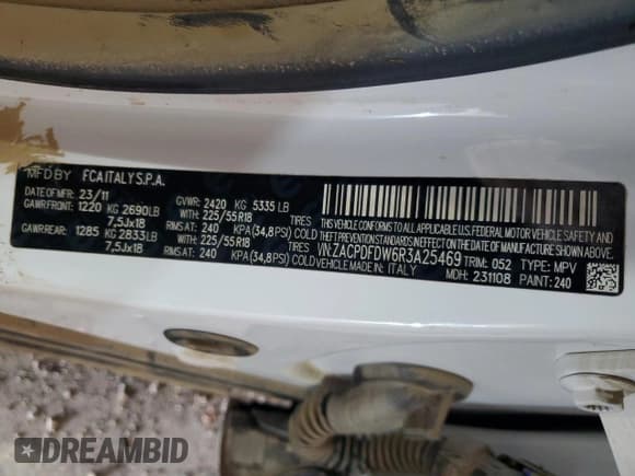 ✅ 2024 Dodge Hornet R/T Plus • VIN: ZACPDFDW6R3A25469 • Lot: 46692555. Listed on Copart with 1,546 mi. Free auction sales archive from the USA and detailed vehicle history report at DreamBid. Image 12.