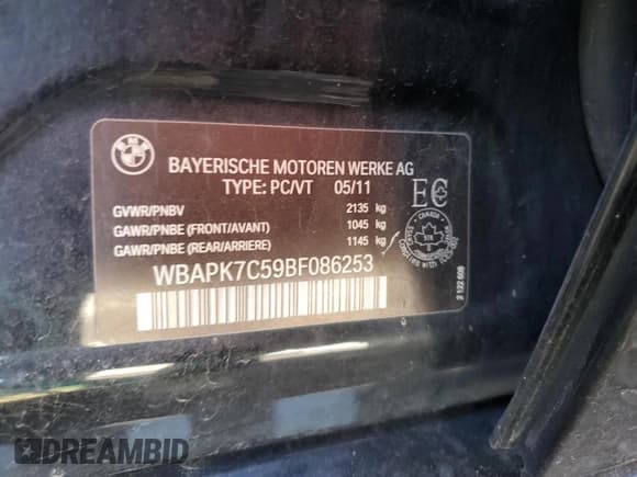 ✅ 2011 BMW 3 Series 328i xDrive • VIN: WBAPK7C59BF086253 • Lot: 90050205. Listed on Copart with Not provided. Free auction sales archive from the USA and detailed vehicle history report at DreamBid. Image 12.