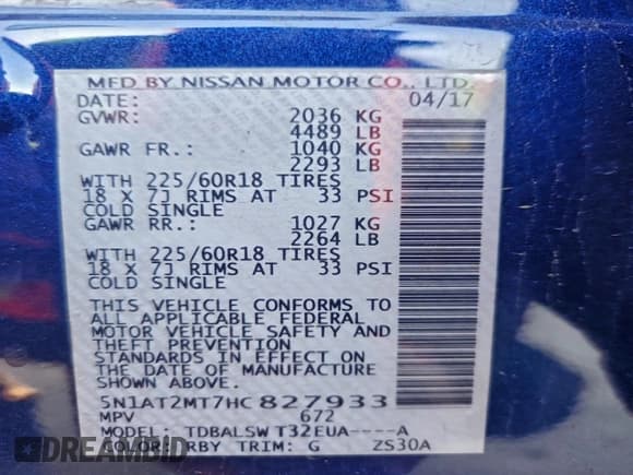 ✅ 2017 Nissan Rogue SV • VIN: 5N1AT2MT7HC827933 • Lot: 96121105. Listed on Copart with 67,217 mi. Free auction sales archive from the USA and detailed vehicle history report at DreamBid. Image 14.