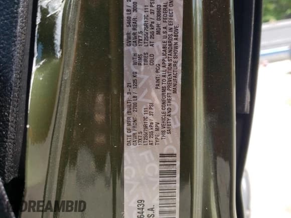 ✅ 2021 Jeep Wrangler Unlimited Sport • VIN: 1C4HJXDG3MW664439 • Lot: 52171635. Listed on Copart with Not provided. Free auction sales archive from the USA and detailed vehicle history report at DreamBid. Image 14.