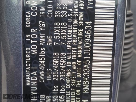 ✅ 2018 Hyundai Kona Limited • VIN: KM8K33A51JU094634 • Лот: 70824624. Опубликован ранее на Copart с пробегом 86 495 миль. Бесплатный доступ к архиву аукционных продаж из США и подробный отчёт об истории автомобиля на DreamBid. Изображение 13.