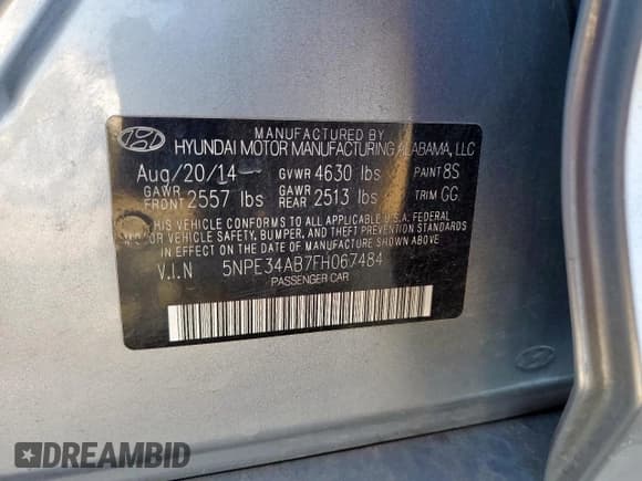 ✅ 2015 Hyundai Sonata Sport • VIN: 5NPE34AB7FH067484 • Lot: 64378815. Wystawiony na Copart z przebiegiem 117 252 mil. Bezpłatny archiwum sprzedaży aukcyjnych z USA i szczegółowy raport historii pojazdu na DreamBid. Zdjęcie 12.