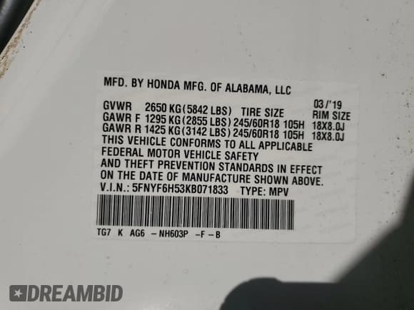 ✅ 2019 Honda Pilot EX-L • VIN: 5FNYF6H53KB071833 • Lot: 92154165. Wystawiony na Copart z przebiegiem 89 587 mil. Bezpłatny archiwum sprzedaży aukcyjnych z USA i szczegółowy raport historii pojazdu na DreamBid. Zdjęcie 13.