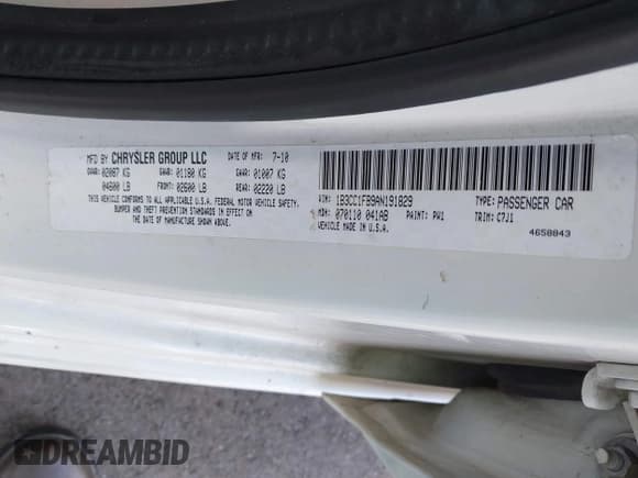 ✅ 2010 Dodge Avenger Express • VIN: 1B3CC1FB9AN191829 • Лот: 43632805. Опубликован ранее на IAAI с пробегом 135 150 миль. Бесплатный доступ к архиву аукционных продаж из США и подробный отчёт об истории автомобиля на DreamBid. Изображение 9.