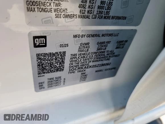 ✅ 2025 Chevrolet Silverado 1500 • VIN: 1GCRKAEK0SZ198062 • Лот: 70900665. Опубликован ранее на Copart с пробегом 7 584 миль. Бесплатный доступ к архиву аукционных продаж из США и подробный отчёт об истории автомобиля на DreamBid. Изображение 12.