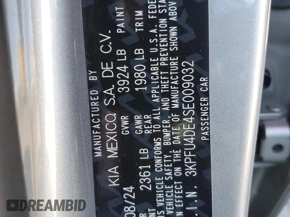 ✅ 2025 Kia K4 EX • VIN: 3KPFU4DE4SE009032 • Лот: 86650275. Опубликован ранее на Copart с пробегом 3 894 миль. Бесплатный доступ к архиву аукционных продаж из США и подробный отчёт об истории автомобиля на DreamBid. Изображение 13.