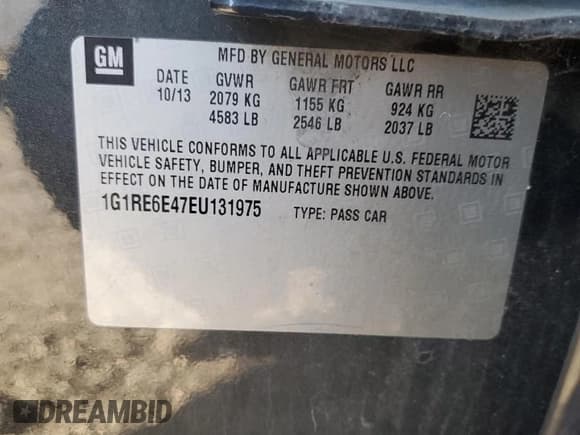 ✅ 2014 Chevrolet Volt • VIN: 1G1RE6E47EU131975 • Lot: 77671754. Wystawiony na Copart z przebiegiem 105 202 mil. Bezpłatny archiwum sprzedaży aukcyjnych z USA i szczegółowy raport historii pojazdu na DreamBid. Zdjęcie 12.