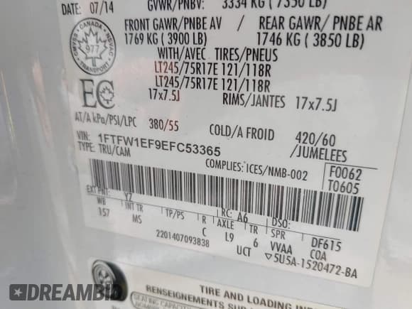 ✅ 2014 Ford F-150 XL • VIN: 1FTFW1EF9EFC53365 • Lot: 43408361. Wystawiony na IAAI z przebiegiem 184 457 mil. Bezpłatny archiwum sprzedaży aukcyjnych z USA i szczegółowy raport historii pojazdu na DreamBid. Zdjęcie 9.