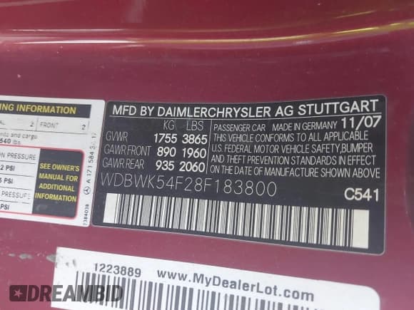 ✅ 2008 Mercedes-Benz SLK 280 • VIN: WDBWK54F28F183800 • Lot: 40371974. Wystawiony na IAAI z przebiegiem Nie podano. Bezpłatny archiwum sprzedaży aukcyjnych z USA i szczegółowy raport historii pojazdu na DreamBid. Zdjęcie 9.