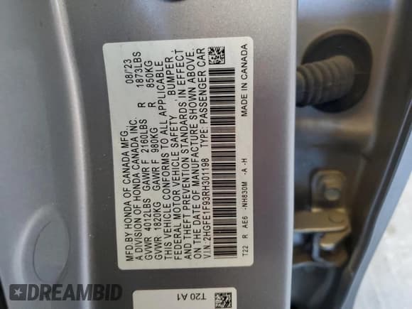 ✅ 2024 Honda Civic Touring • VIN: 2HGFE1F93RH301198 • Lot: 65211095. Wystawiony na Copart z przebiegiem 36 891 mil. Bezpłatny archiwum sprzedaży aukcyjnych z USA i szczegółowy raport historii pojazdu na DreamBid. Zdjęcie 12.