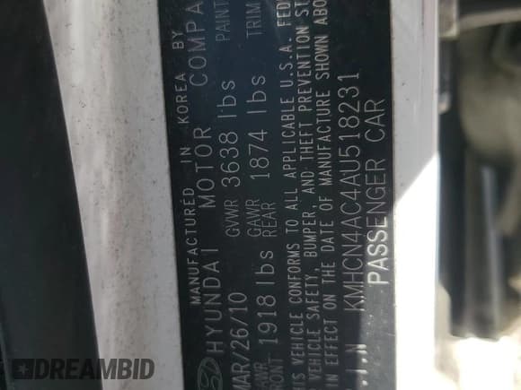 ✅ 2010 Hyundai Accent GLS • VIN: KMHCN4AC4AU518231 • Лот: 52946395. Опубликован ранее на Copart с пробегом 121 195 миль. Бесплатный доступ к архиву аукционных продаж из США и подробный отчёт об истории автомобиля на DreamBid. Изображение 12.