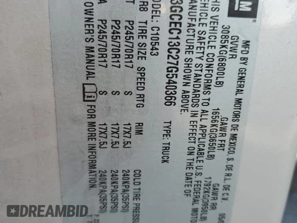 ✅ 2007 Chevrolet Silverado 1500 LS • VIN: 3GCEC13C27G540366 • Lot: 83471094. Listed on Copart with 176,402 mi. Free auction sales archive from the USA and detailed vehicle history report at DreamBid. Image 12.