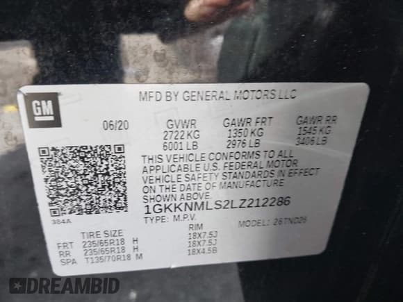 ✅ 2020 GMC Acadia SLT • VIN: 1GKKNMLS2LZ212286 • Lot: 41743656. Wystawiony na IAAI z przebiegiem 56 597 mil. Bezpłatny archiwum sprzedaży aukcyjnych z USA i szczegółowy raport historii pojazdu na DreamBid. Zdjęcie 9.