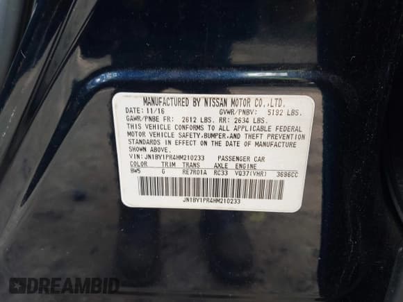 ✅ 2017 Infiniti Q70 3.7 • VIN: JN1BY1PR4HM210233 • Lot: 42943419. Listed on IAAI with 78,000 mi. Free auction sales archive from the USA and detailed vehicle history report at DreamBid. Image 9.