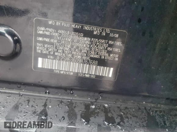 ✅ 2009 Subaru Forester X • VIN: JF2SH63609H767688 • Lot: 95526335. Listed on Copart with 211,609 mi. Free auction sales archive from the USA and detailed vehicle history report at DreamBid. Image 13.