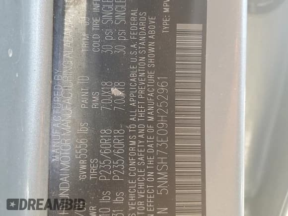 ✅ 2009 Hyundai Santa Fe Limited • VIN: 5NMSH73E09H252961 • Lot: 76294814. Listed on Copart with 210,778 mi. Free auction sales archive from the USA and detailed vehicle history report at DreamBid. Image 13.