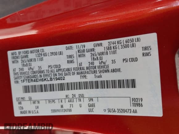 ✅ 2019 Ford Ranger XLT • VIN: 1FTER4EH6KLB19402 • Lot: 43691309. Wystawiony na IAAI z przebiegiem 106 114 mil. Bezpłatny archiwum sprzedaży aukcyjnych z USA i szczegółowy raport historii pojazdu na DreamBid. Zdjęcie 9.