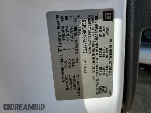 ✅ 2011 Chevrolet Silverado 1500 LS • VIN: 1GCRCREA3BZ443777 • Lot: 75520004. Listed on Copart with 176,926 mi. Free auction sales archive from the USA and detailed vehicle history report at DreamBid. Image 12.