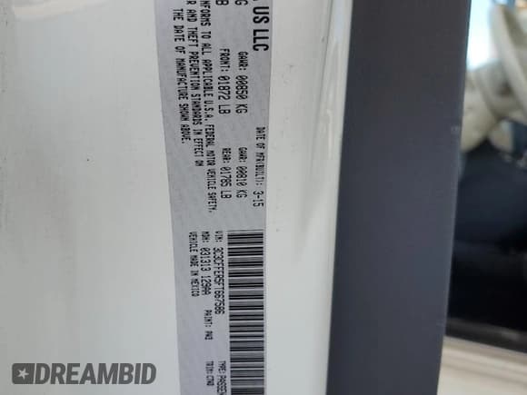 ✅ 2015 FIAT 500 Lounge • VIN: 3C3CFFER5FT667586 • Lot: 65286915. Listed on Copart with 87,160 mi. Free auction sales archive from the USA and detailed vehicle history report at DreamBid. Image 12.