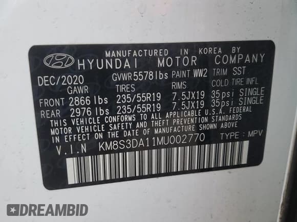 ✅ 2021 Hyundai Santa Fe SEL Premium • VIN: KM8S3DA11MU002770 • Lot: 87274655. Wystawiony na Copart z przebiegiem 90 377 mil. Bezpłatny archiwum sprzedaży aukcyjnych z USA i szczegółowy raport historii pojazdu na DreamBid. Zdjęcie 14.