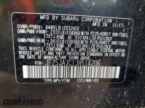 2018 Subaru Forester Limited с VIN JF2SJAJC1JH514206, выставлен на аукционе Copart как лот 71266565 с пробегом 91 863 миль миль и Списание • Salvage title. История ставок и продаж доступна на DreamBid. Изображение 13.