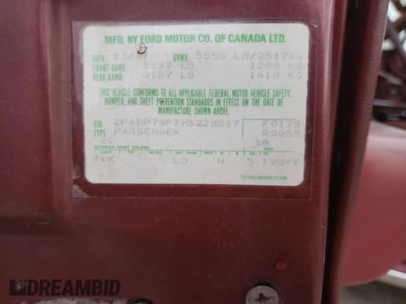 ✅ 1987 Ford Crown Victoria • VIN: 2FABP79F7HX228617 • Lot: 82165434. Wystawiony na Copart z przebiegiem 99 456 mil. Bezpłatny archiwum sprzedaży aukcyjnych z USA i szczegółowy raport historii pojazdu na DreamBid. Zdjęcie 12.