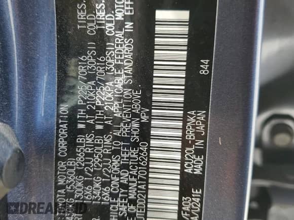 2007 Toyota Highlander w/3rd Row с VIN JTEDD21A170162640, выставлен на аукционе Copart как лот 66316755 с пробегом 94 412 миль миль и Списание • Salvage title. История ставок и продаж доступна на DreamBid. Изображение 12.