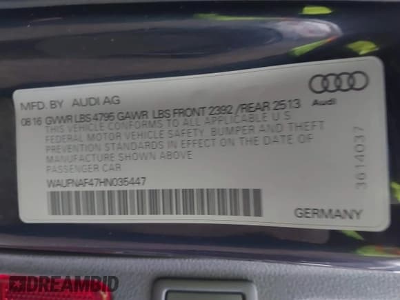 ✅ 2017 Audi A4 Prestige • VIN: WAUFNAF47HN035447 • Lot: 43564166. Wystawiony na IAAI z przebiegiem 157 567 mil. Bezpłatny archiwum sprzedaży aukcyjnych z USA i szczegółowy raport historii pojazdu na DreamBid. Zdjęcie 9.