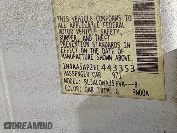 ✅ 2014 Nissan Maxima SV • VIN: 1N4AA5AP2EC443353 • Лот: 42538040. Опубликован ранее на IAAI с пробегом 174 615 миль. Бесплатный доступ к архиву аукционных продаж из США и подробный отчёт об истории автомобиля на DreamBid. Изображение 9.