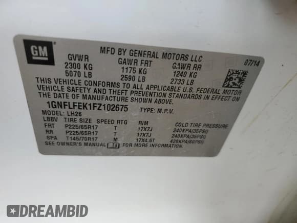 ✅ 2015 Chevrolet Equinox LT • VIN: 1GNFLFEK1FZ102675 • Lot: 85600835. Wystawiony na Copart z przebiegiem 150 325 mil. Bezpłatny archiwum sprzedaży aukcyjnych z USA i szczegółowy raport historii pojazdu na DreamBid. Zdjęcie 13.