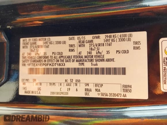 ✅ 2015 Ford F-150 XLT • VIN: 1FTEX1EP0FKD71833 • Lot: 42267258. Listed on IAAI with 194,972 mi. Free auction sales archive from the USA and detailed vehicle history report at DreamBid. Image 9.