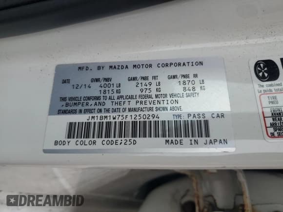 ✅ 2015 Mazda 3 i Grand Touring • VIN: JM1BM1W75F1250294 • Lot: 89458735. Listed on Copart with 187,289 mi. Free auction sales archive from the USA and detailed vehicle history report at DreamBid. Image 13.