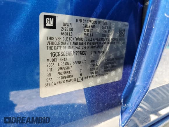 ✅ 2018 Chevrolet Colorado 2WD LT • VIN: 1GCGSCEA5J1207832 • Lot: 55453645. Listed on Copart with 92,831 mi. Free auction sales archive from the USA and detailed vehicle history report at DreamBid. Image 13.