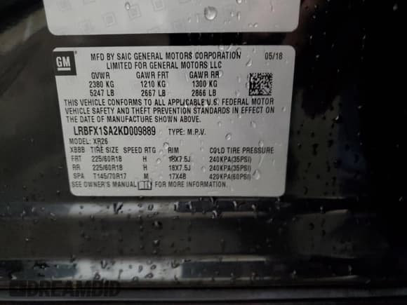 ✅ 2019 Buick Envision Preferred • VIN: LRBFX1SA2KD009889 • Lot: 67375215. Listed on Copart with 80,567 mi. Free auction sales archive from the USA and detailed vehicle history report at DreamBid. Image 14.