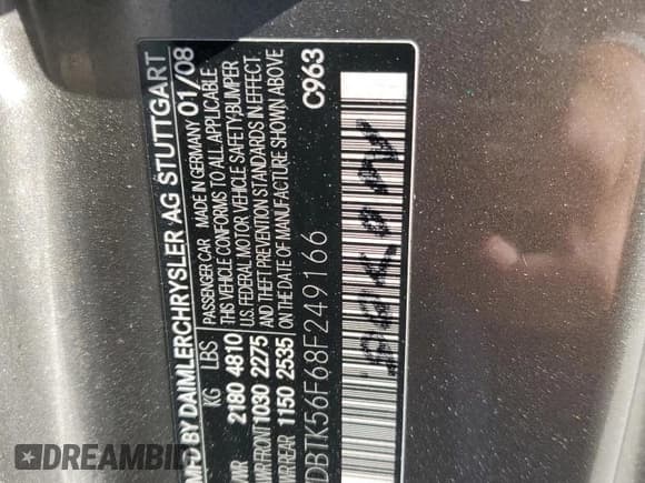 ✅ 2008 Mercedes-Benz CLK 350 • VIN: WDBTK56F68F249166 • Lot: 57809815. Listed on Copart with 163,167 mi. Free auction sales archive from the USA and detailed vehicle history report at DreamBid. Image 13.