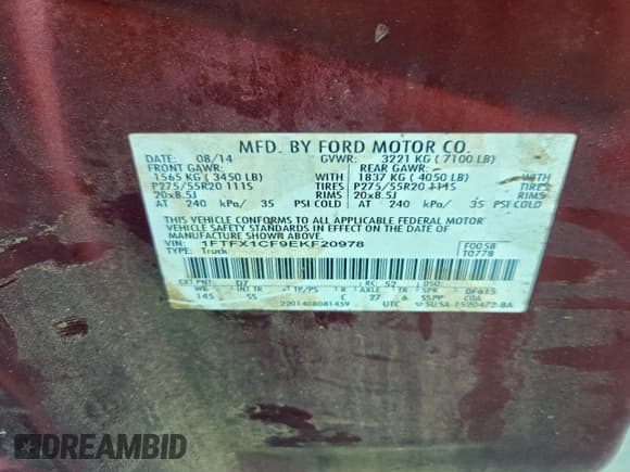 ✅ 2014 Ford F-150 XL • VIN: 1FTFX1CF9EKF20978 • Лот: 94157915. Опубликован ранее на Copart с пробегом 232 516 миль. Бесплатный доступ к архиву аукционных продаж из США и подробный отчёт об истории автомобиля на DreamBid. Изображение 12.