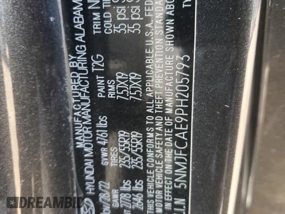 ✅ 2023 Hyundai Tucson SEL • VIN: 5NMJFCAE9PH205793 • Лот: 89696945. Опубликован ранее на Copart с пробегом 32 848 миль. Бесплатный доступ к архиву аукционных продаж из США и подробный отчёт об истории автомобиля на DreamBid. Изображение 13.